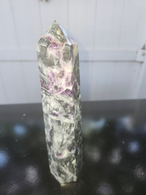 Opalized fluorite tower! 1.8 pounds, 8 inches tall