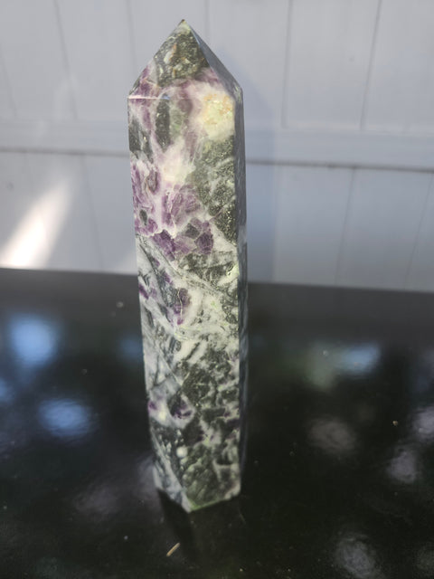 Opalized fluorite tower! 1.8 pounds, 8 inches tall