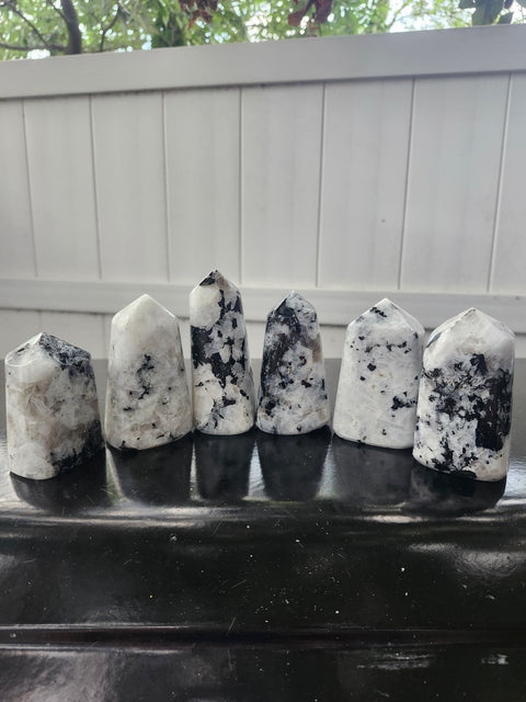 Rainbow moonstone full polished point tower! 2.5 too 3.5 inches