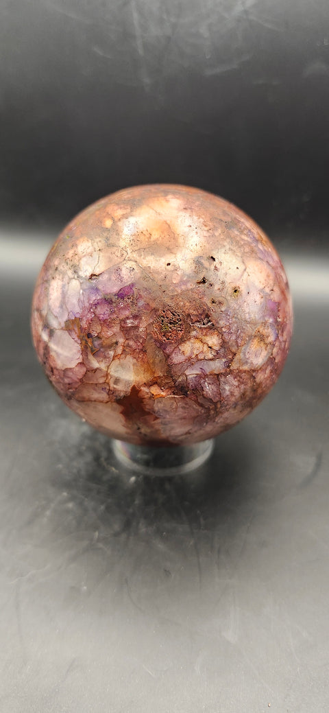 Ferruginous quartz sphere. 68.2mm, 2.68 inches, 15 ounces