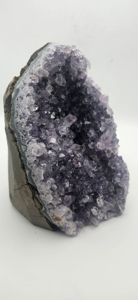 Amethyst cut base free form, 1.13 pounds, 4.8 inches tall,.3.3 wide