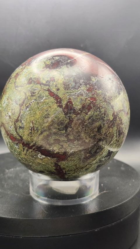 Dragon bloodstone sphere 80mm, 3.15 inches 1.11 pounds