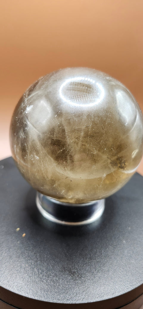 Smoky quartz sphere, 75mm, 2.95 inches, 1.5 pounds