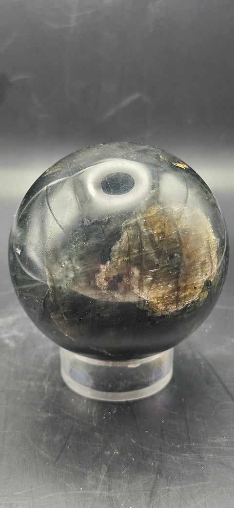 Labradorite sphere. 57.5mm, 2.26 inches, 9.4 ounces!