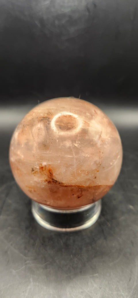 Fire quartz sphere! 62.7mm, 2.4 inches, 12.2 ounces