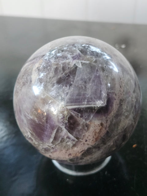 Chevron amethyst sphere! 76mm, 3 inches, 1.6 pounds