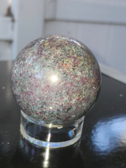 14 ounce ruby in kyanite sphere!! Uv reactive, 60mm mm, 2.36 inches