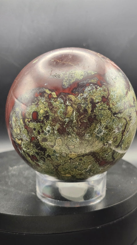 Dragon bloodstone sphere 80mm, 3.15 inches 1.11 pounds