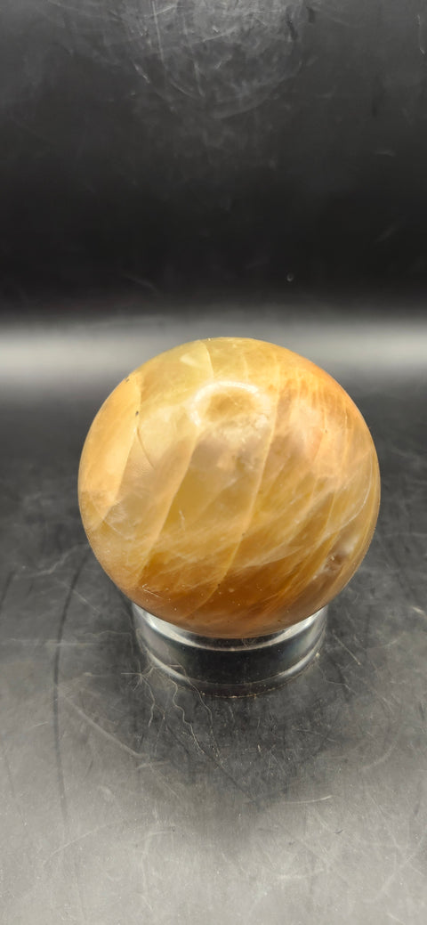 Peach moonstone sphere! 10.3 ounces, 59.6mm, 2.3 inches