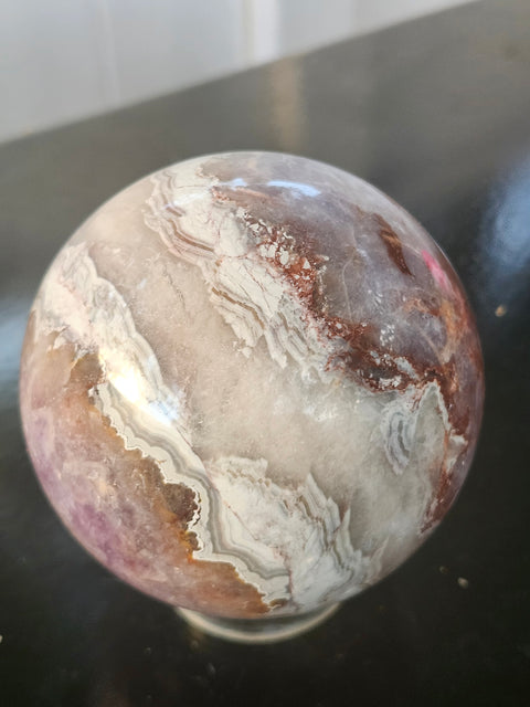 Amethyst lace agate sphere! 84mm, 3.3 inches, 1.14 pounds