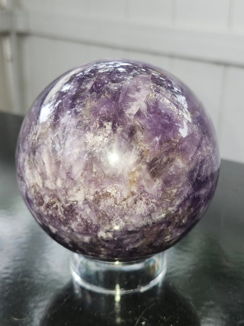 Dream amethyst sphere! 85.5mm, 3.36 inches, 1.15 pounds