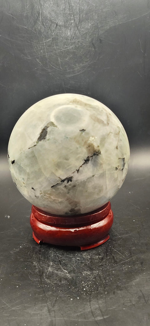 Rainbow moonstone sphere! 74mm, 2.9 inch, 1.4 pounds