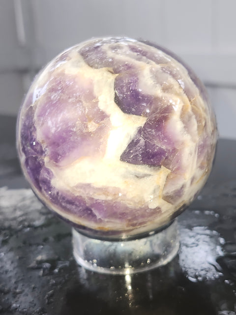 Chevron amethyst sphere! 3.05 inches, 1.7 pounds
