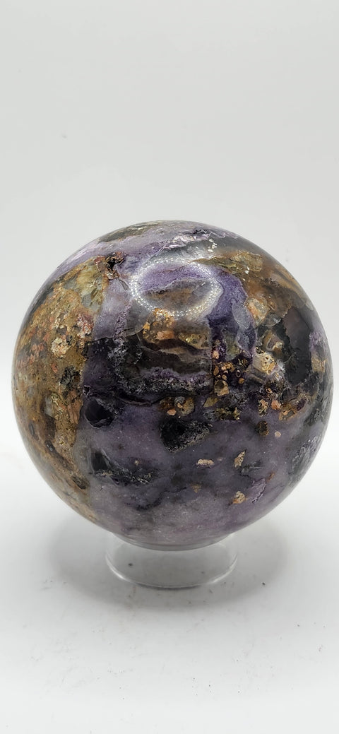 Opalized fluorite sphere! 71mm, 2.8 inches, 1.3 pounds