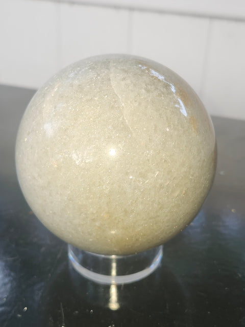 Green aventurine sphere with silver flash! 1.11 pounds, 81mm, 3.2 inches