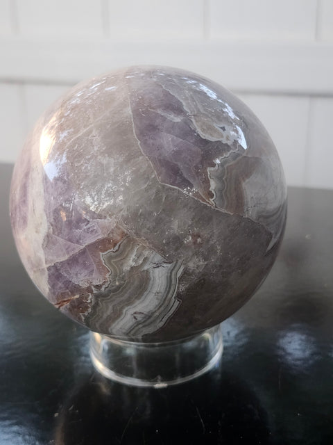Amethyst lace agate sphere! 83mm, 3.27 inches, 1.13 pounds