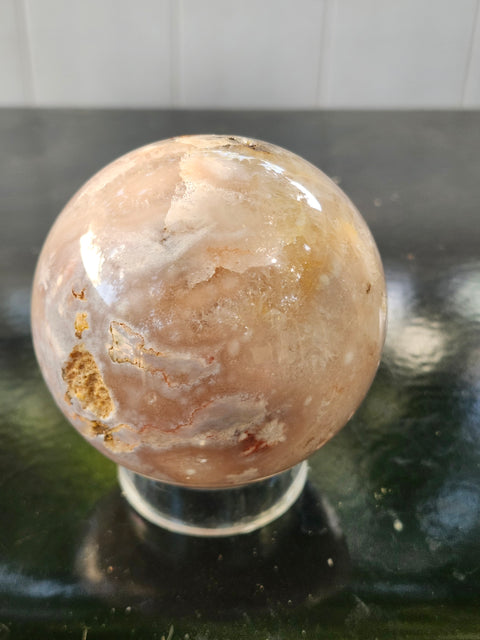 Druzy flower agate sphere! 74mm, 2.9 inches, 1.3 pounds