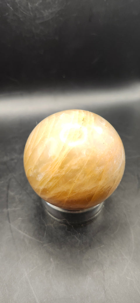 Peach moonstone sphere! 10.3 ounces, 59.6mm, 2.3 inches