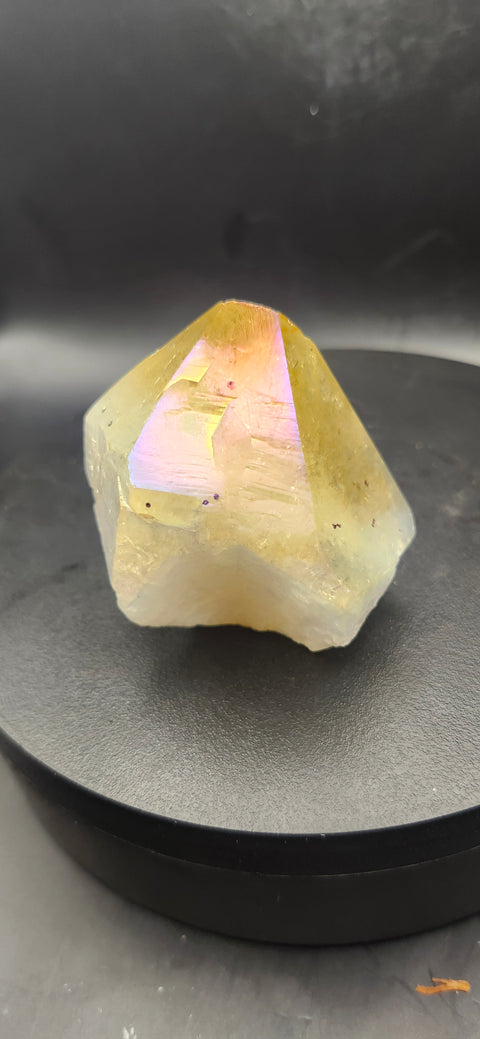 Angel aura citrine polished top point! 3 ounces.