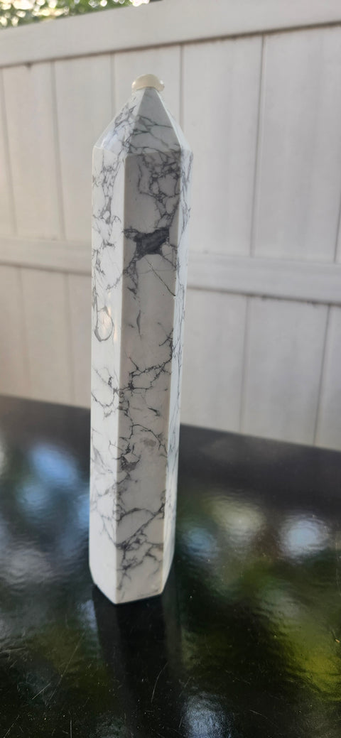 Large howlite tower, 7.5 inches, 1.4 pounds