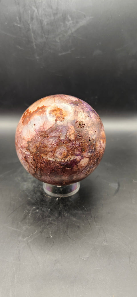 Ferruginous quartz sphere. 68.2mm, 2.68 inches, 15 ounces