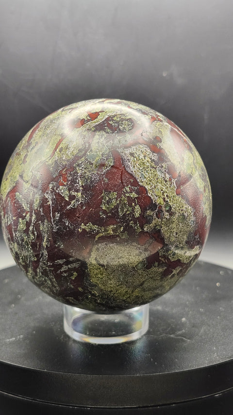 Dragon bloodstone sphere, 1.6 pounds,75mm, 2.95 inches