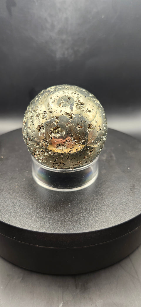 Pyrite sphere. 51.5mm, 2.02 inches, 11.2 ounces