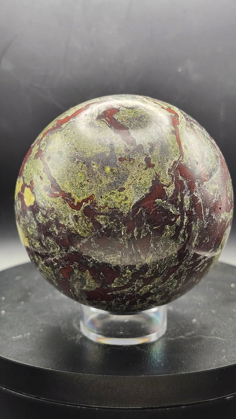 Dragon bloodstone sphere, 1.6 pounds,75mm, 2.95 inches
