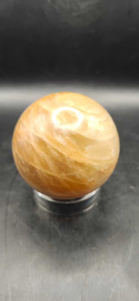 Peach moonstone sphere! 10.3 ounces, 59.6mm, 2.3 inches