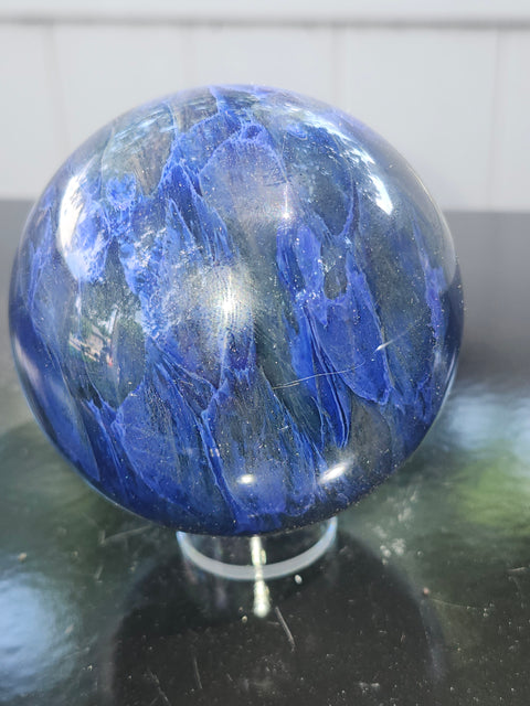 Blueberry quartz sphere! 78mm, 3.1 inches, 1.4 pounds