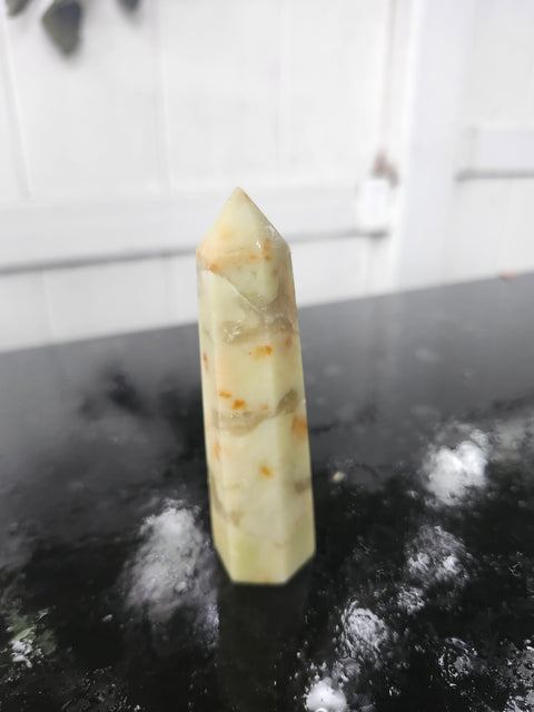 Olive opal tower! 3.5 inches, 2.5 ounces