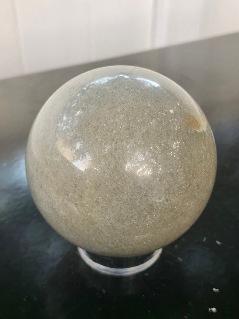 Green aventurine sphere with silver flash! 1.11 pounds, 81mm, 3.2 inches