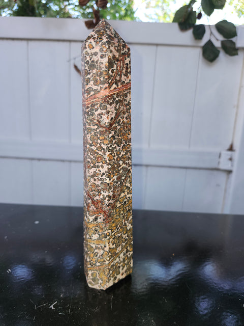 Leopard skin jasper tower! 1.1 pounds, 8.5 inches tall