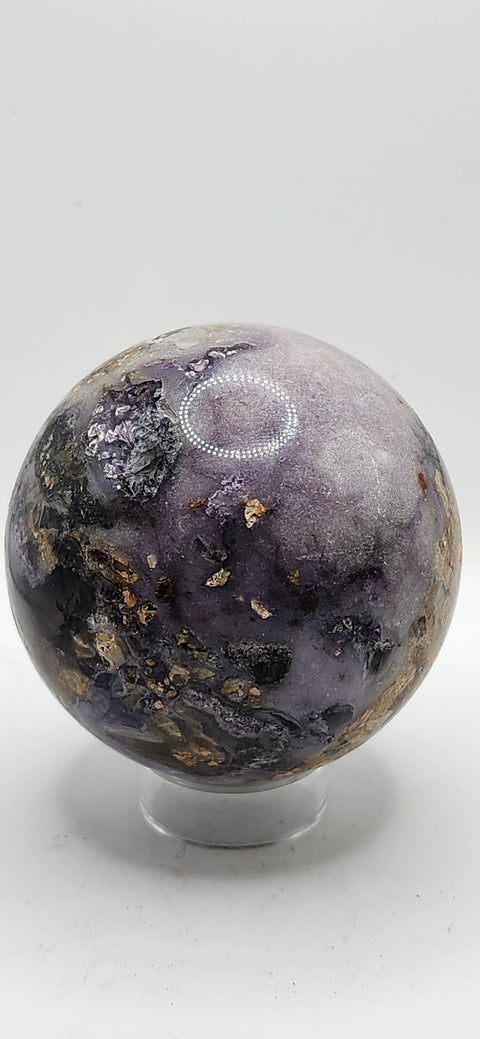 Opalized fluorite sphere! 71mm, 2.8 inches, 1.3 pounds