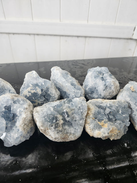Blue calcite geode, clusters!! 6 too 8 ounces