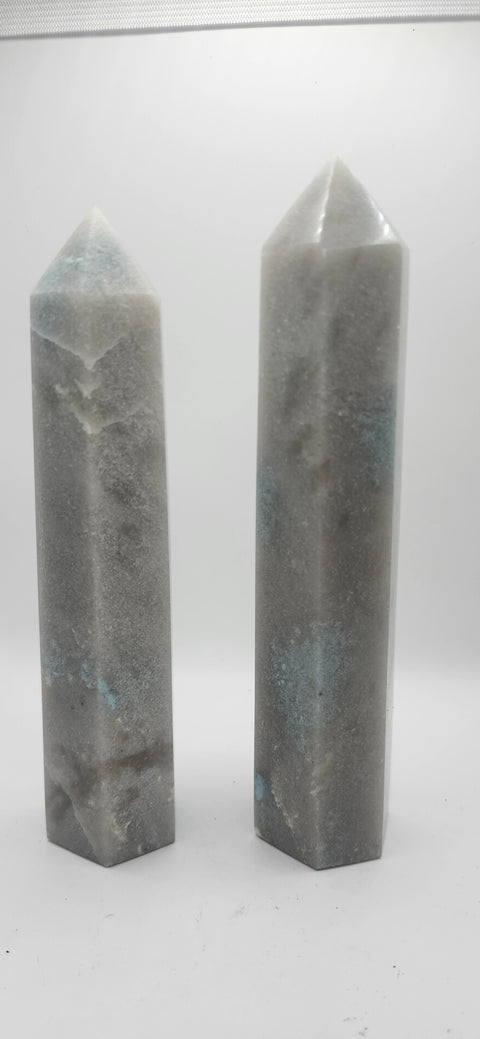 Blue and gray aventurine tower 10 ounces, 6 inches