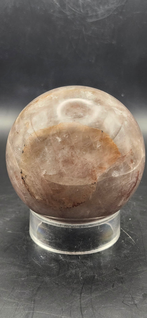 Fire quartz sphere! 64.3mm, 2.5 inches, 13 ounces