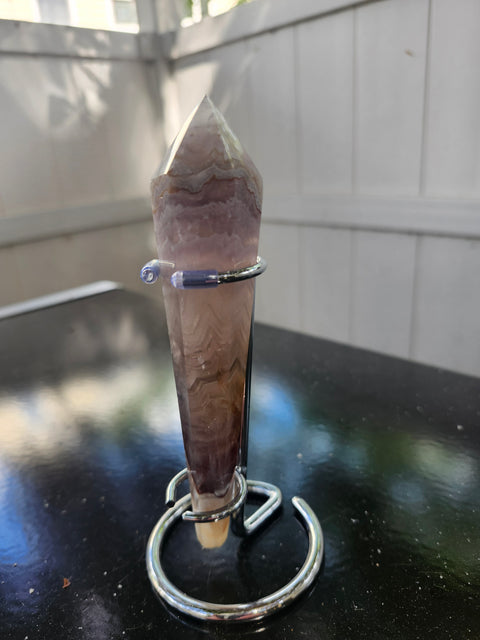 3.5 ounce, 5.5 inch amethyst lace agate scepter