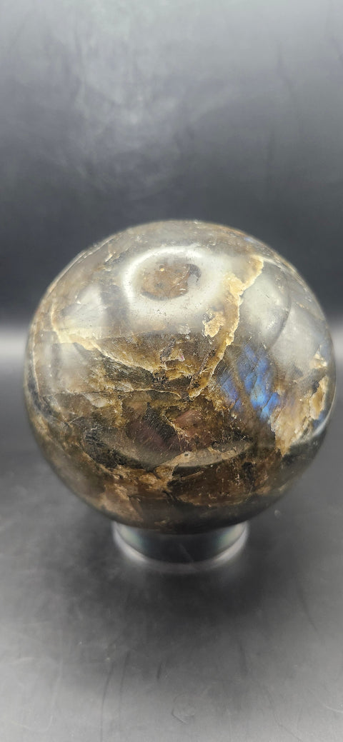 Labradorite sphere! 87mm, 3.42 inches, 2.2 pounds