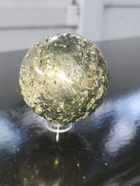 Pyrite sphere! 52.9mm, 2.08 inches, 11.1 ounces