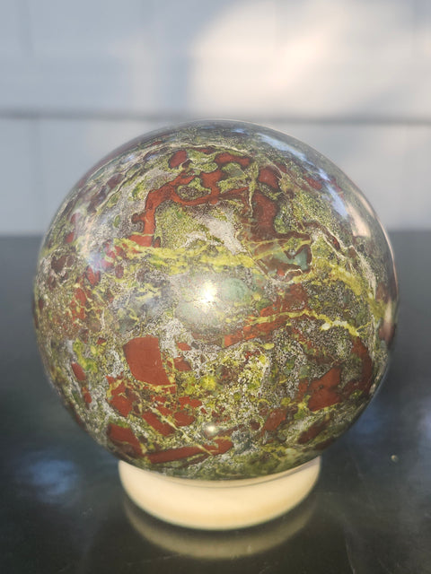 Dragon bloodstone sphere! 72mm, 2.8 inches, 1.5 pounds