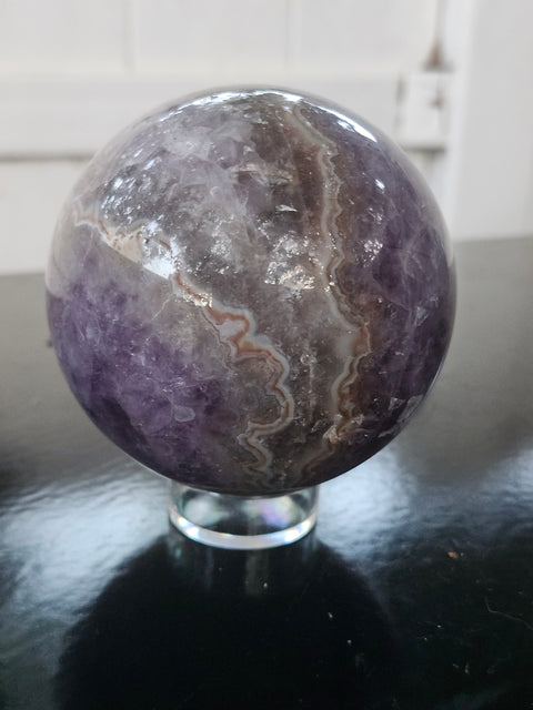 Amethyst lace agate sphere! 76mm, 3 inches, 1.6 pounds