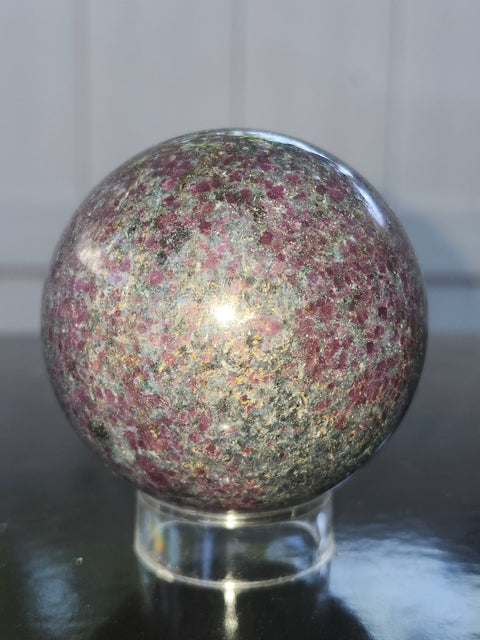 Ruby in kyanite sphere! 13.7 ounces, 58.4mm, 2.30 inches uv reactive