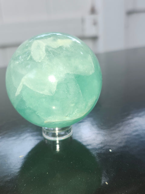 Green florite sphere! 6.8 ounces, 48mm, 1.9 inches