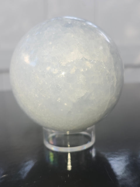 Blue calcite sphere! 13.8 ounces, 65mm, 2.56 inches