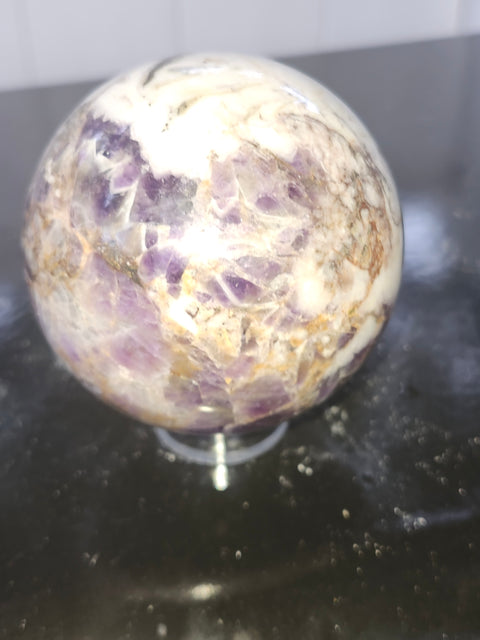 Chevron amethyst sphere!! 75mm, 2.95 inches, 1.4 pounds