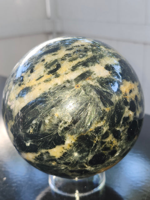 Mega Green sodalite sphere! 98.9mm, 3.89 inches, 3.8 pounds