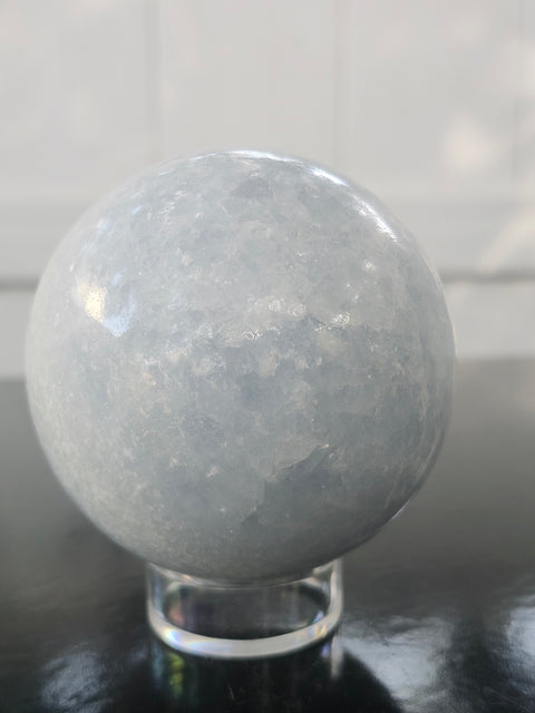 Blue calcite sphere! 13.8 ounces, 65mm, 2.56 inches