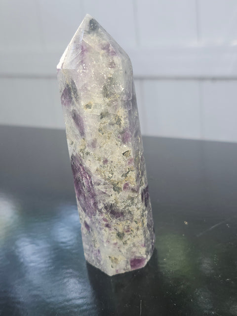 Opalized fluorite tower with pyrite spots!! 7.5 ounces, 4.3 inches