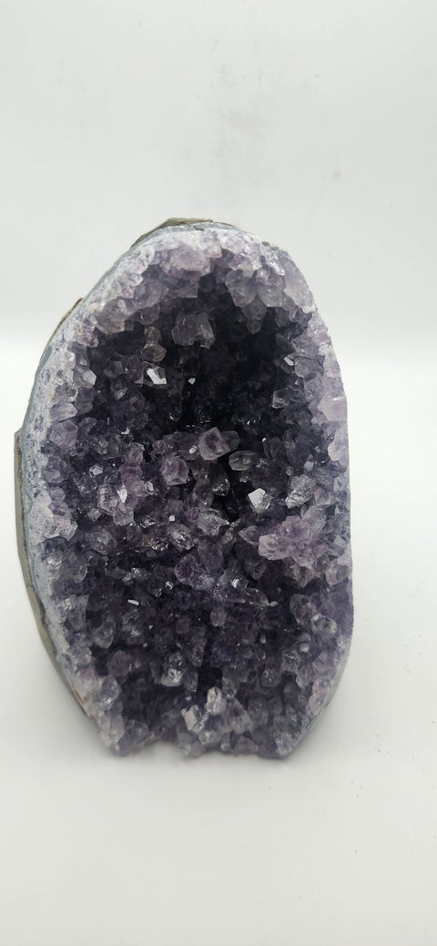 Amethyst cut base free form, 1.13 pounds, 4.8 inches tall,.3.3 wide